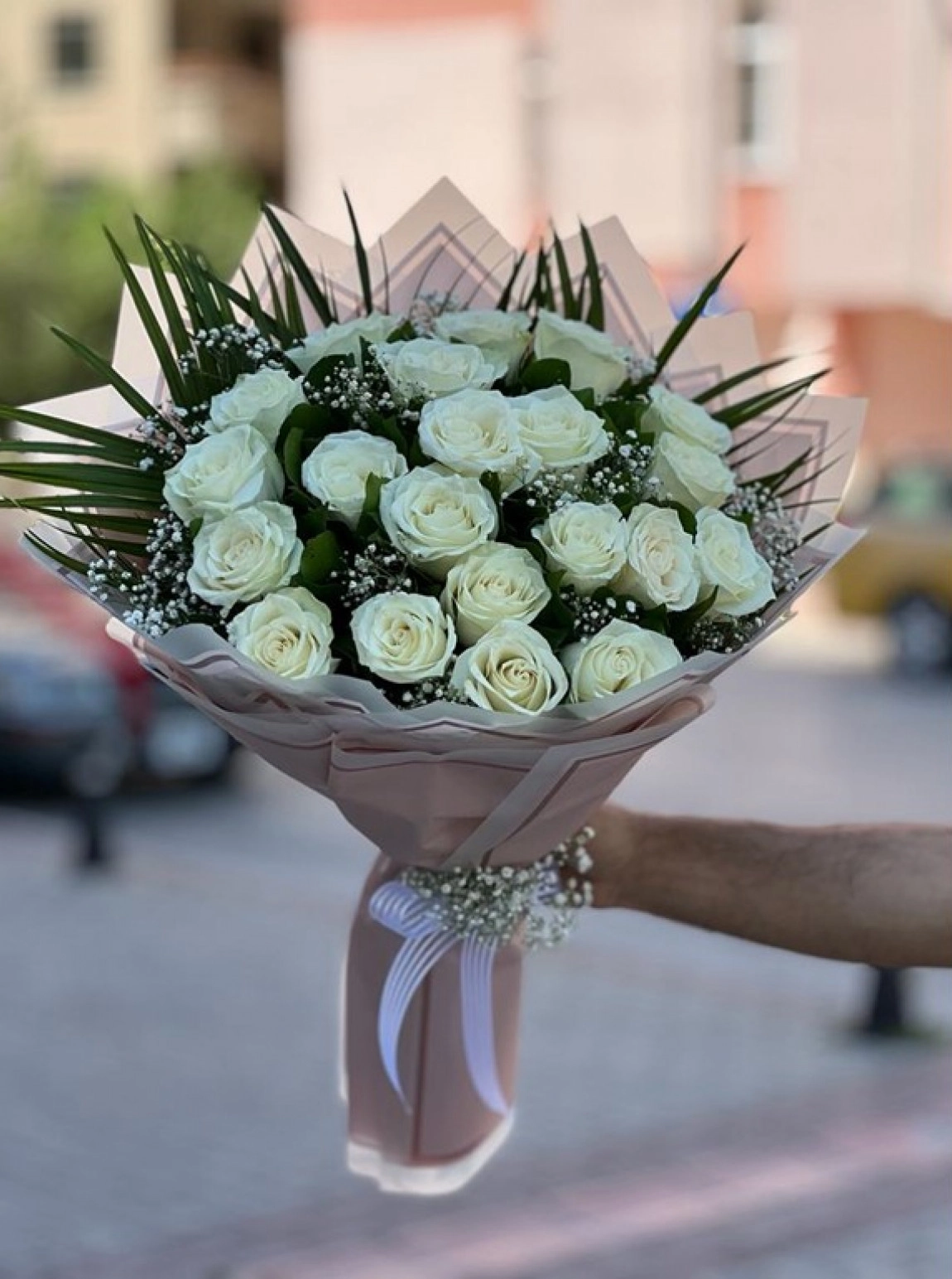 Beyaz Gül Buketi 21 Adet