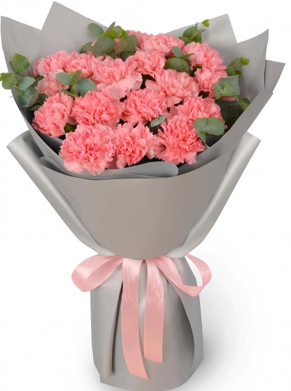 17 Pembe Karanfil Buketi